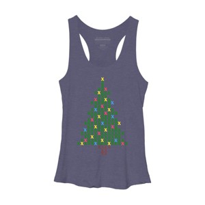 Women's Design By Humans Christmas Tree Cross Stitch By BettySue Racerback Tank Top - 1 of 3
