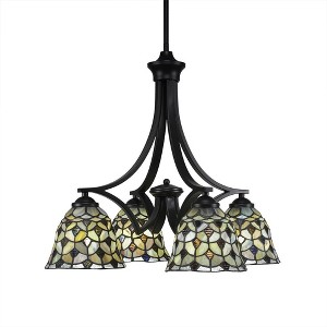 Toltec Lighting Zilo 4 - Light Chandelier in  Matte Black with 7" Crescent Art Glass Shade - 1 of 1