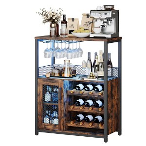 DobleePy Bar cabinets, wine cabinets, sideboards, adjustable shelves, suitable for small bar cabinets in kitchens and restaurants,Retro color - 1 of 4