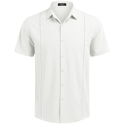 COOFANDY Mens Short Sleeve Cuban Guayabera Shirt Casual Summer Beach Button Down Shirts