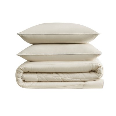 Khaki Twin Cotton Sateen Bedspread Set with Polyfill