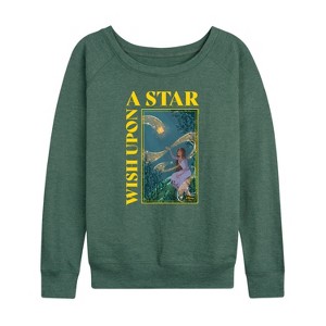 Women's - Disney - Wish Upon A Star Lightweight French Terry Wide Neck Long Sleeve Shirt - 1 of 4
