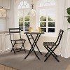 Jojoka 3-Piece Patio Bistro Set with Round Table & 2 Folding Chairs, Powder-Coated Iron Frame, Space-Saving and Portable, Black - 3 of 4