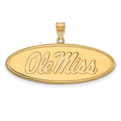 Black Bow Jewelry 10k Yellow Gold Mississippi Rebels NCAA Large Pendant