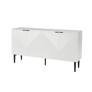 Walter Modern 63"Wide 4 Door Hidden Drawers Wine Storage Sideboard with Multimedia Hole and Adjustable Shelves | ARTFUL LIVING DESIGN - 1 of 4