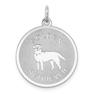 Black Bow Jewelry Sterling Silver Laser Etched Golden Retriever Dog Pendant, 19mm - 1 of 4