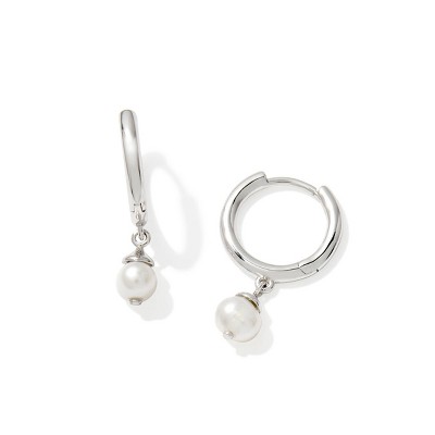 Kendra Scott Sawyer Hoop Earrings - Silver/White Pearl