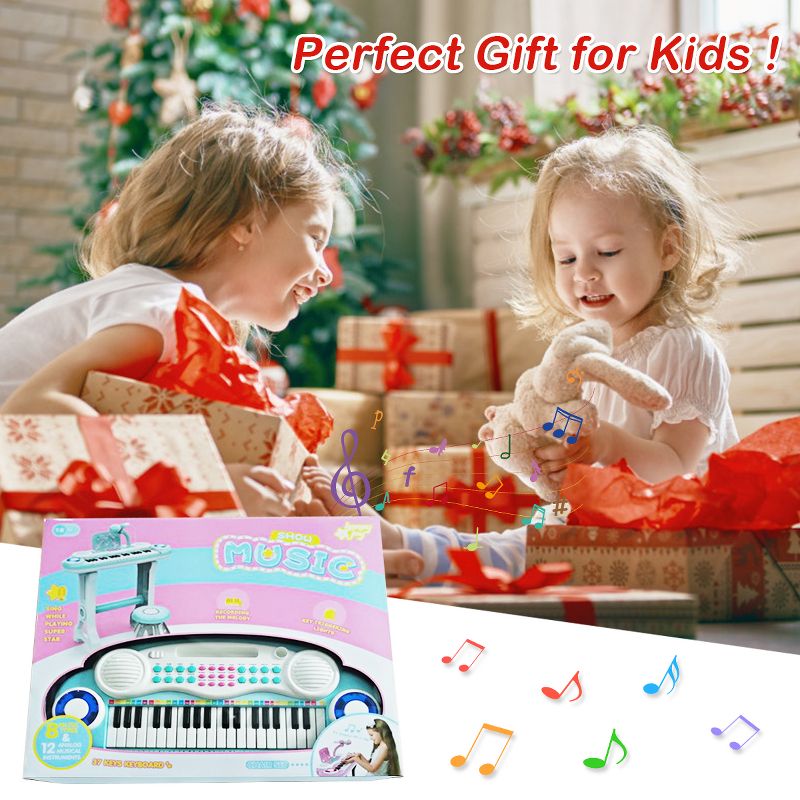 Costway 37-Key Kids Piano Keyboard Playset Electronic Organ Light BluePink, 4 of 13