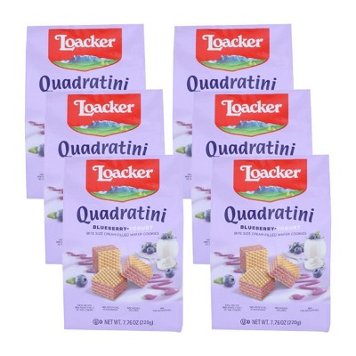 Loacker Blueberry Yogurt Bite Size Cream Filled Wafer Cookies - Case of 6/7.76 oz