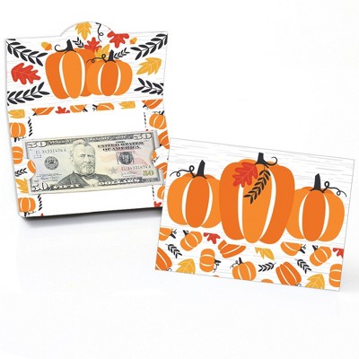 Big Dot of Happiness Fall Pumpkin - Halloween or Thanksgiving Party Money and Gift Card Holders - Set of 8