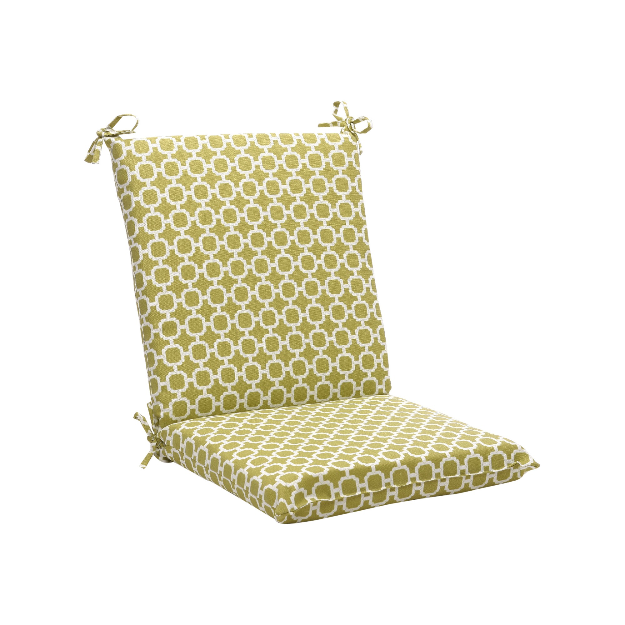 Outdoor Chair Cushion - Green/White Geometric