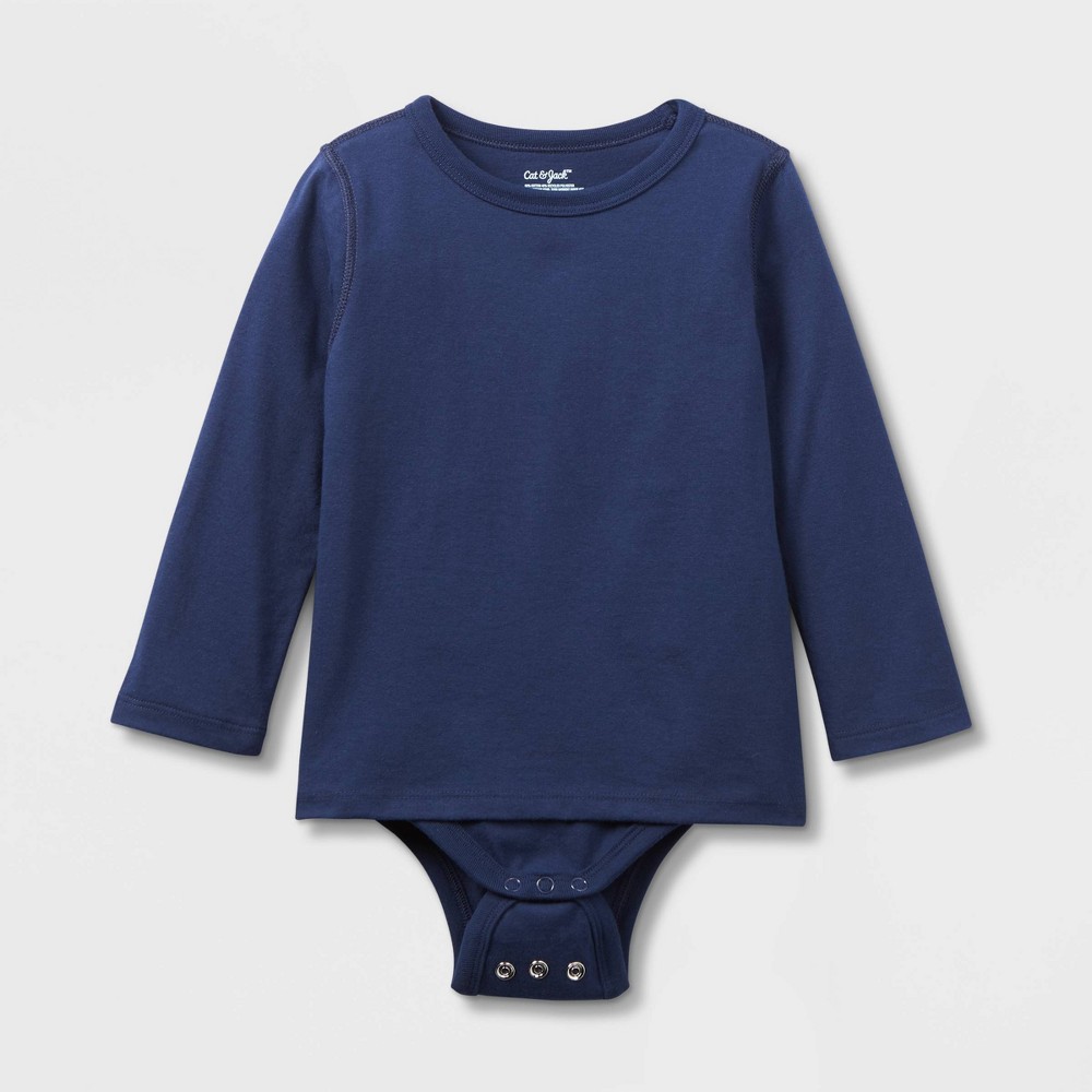 Toddler Kids' Adaptive Long Sleeve Bodysuit with Abdominal Access - Cat & Jack Navy 3T, Blue