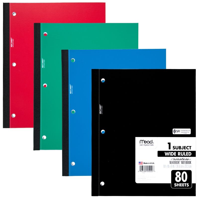 Mead Wireless Neatbook Notebook, 1-Subject, Wide Ruled, Pack of 6, 2 of 4