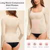 Nebility™ Square Neck Long Sleeve Shapewear Top - Seamless Tummy Control Body Shaper for Women - 3 of 4