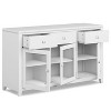 NicBex 54" Modern 3-Doors Sideboard,Kitchen Storage Cabinets with 3 Drawers and 3 Tempered Glass Doors for Kitchen and Dining Room,Dark Brown/White - 3 of 4