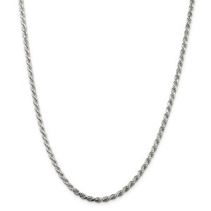 Black Bow Jewelry 3mm Rhodium Plated Sterling Silver Solid D/C Rope Chain Necklace - 1 of 4