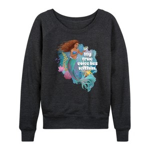 Women's - Disney - The Little Mermaid Lightweight French Terry Wide Neck Long Sleeve Shirt - 1 of 4