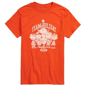 Men's - Peanuts - Snoopy Charlie Linus Sally and Lucy Team Holiday Spirit Short Sleeve Graphic T-Shirt - 1 of 4