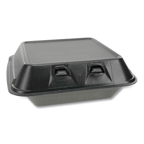 Pactiv Foam Hinged Lid Containers Dual Tab Lock Happy Face 8 x 7.75 x 2.25  YHD18SS00200