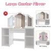 Kids Vanity with Lights, Makeup Desk Chair Set with Storage Shelves Cabinet, Toddler Dressing Table with Mirror, Pretend Play Vanity Set for Girls - 3 of 4