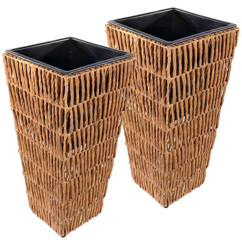 Sunnydaze Indoor/Outdoor Hyacinth Poly-Wicker Tall Planters - 2pk - 11", 1 of 9