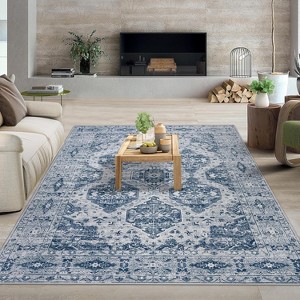 Runner Retro Vintage Irregular Pattern Thin Washable Non Skid for Entryway Bedroom Kitchen Office & Dining Table - 1 of 4