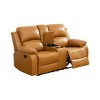MAYEERTY Reclining Loveseat, 2-Seat Wear-Resistant Fabric Recliner with Storage & Cup Holders for Living Room, Ginger - 2 of 4