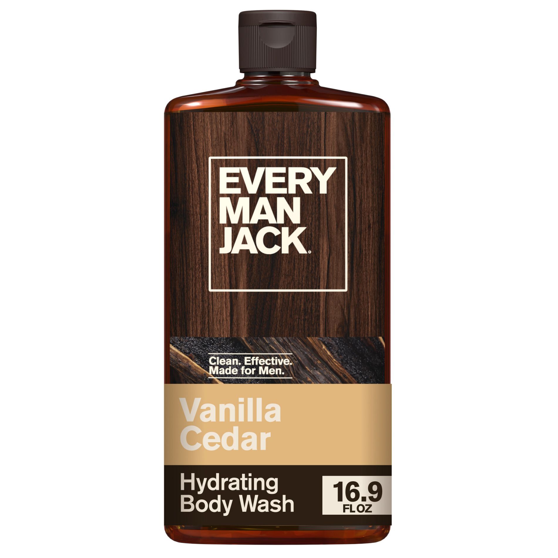 Every Man Jack Naturally Derived Men's Body Wash - Vanilla + Cedar - 16.9 fl oz: Hydrating, Gel, Normal Skin