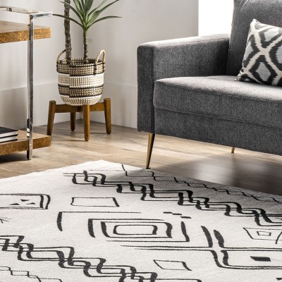 Gray Machine Washable Moroccan Runner Rug