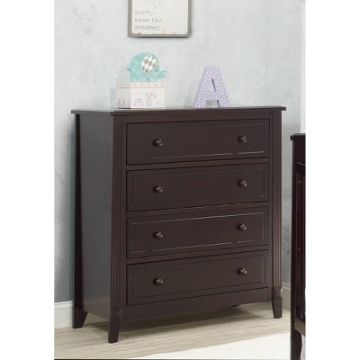 Espresso Double Ball Bearing Nursery Dresser with Dovetail Drawer