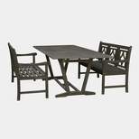 Renaissance 3pc Wood Extendable Outdoor Patio Dining Set - Gray - Vifah