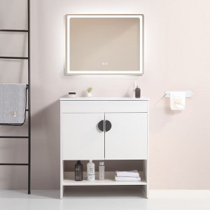 NicBex Bathroom Vanity with White Ceramic Basin,Modern Bathroom Sink Vanity with 2 Cabinet Doors,30"/24"Bathroom Sink Cabinet for Bathroom,White/Black - 1 of 4