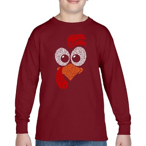 LA Pop Art Turkey Face - Boy's Word Art Long Sleeve T-Shirt - 1 of 4