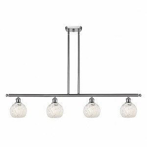 White Mouchette - 4 Light Stem Hung Island In Modern Style-8.5 Inches Tall and 48 Inches Wide - 1 of 1