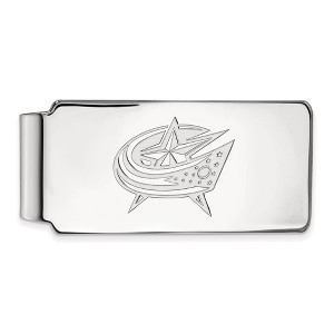 Black Bow Jewelry 10k White Gold Columbus Blue Jackets NHL Money Clip - 1 of 3