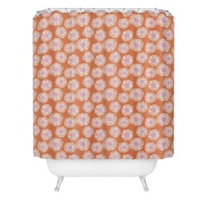 Alice Rebecca Potter Daisy Shower Curtain Orange - Deny Designs: 74" Microfiber, Machine Washable, Ring Top - 1 of 3