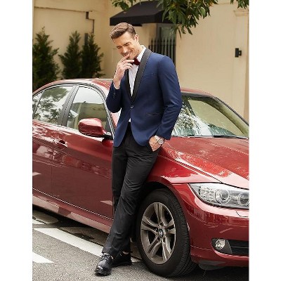 COOFANDY Men's Tuxedo Jacket One Button Dress Suit Blazer Jacket for Wedding Dinner Prom Party Red M — фото 2