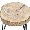 Luxenhome Side Table, 20" Patio End Table, Natural Faux Wood Top with Black Metal Legs Accent Table, Indoor Outdoor Use Brown - 3 of 4