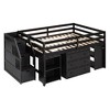 TiramisuBest Full Size Loft Bed with Retractable Writing Desk and 3 Drawers,Wooden Loft Bed with Storage Stairs and Shelves,Gray - 3 of 4