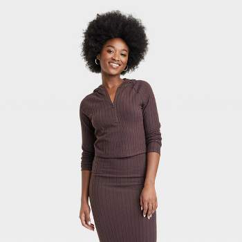 Women's Rib Pullover - Universal Thread™ Brown XL