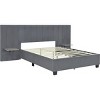 Streamdale Queen Size Upholstered Platform Bed with Big Headboard, Bedroom Furniture, Velvet, Gray - 4 of 4