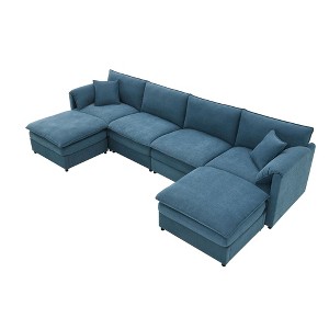 NicBex Modern 134" Chenille Sectional Sofa Modular U Shape Sofa Couch with 2 Ottomans for Living Room Apartment - 1 of 4