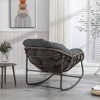 DSVIMOY Outdoor Rattan Rocking Chair, Padded Cushion Rocker Recliner Chair Outdoor for Front Porch, Living Room, Grey, 43.7"*37.2"*31.5" - 4 of 4
