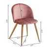 FurnitureR Upholstered Dining Chairs Set of 2, Mid Back Armless Velvet Accent Chair with Wood Legs for Home, Kitchen, Bedroom, and Living Room, Rose - 2 of 4