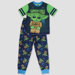 Boys' LEGO Star Wars: The Mandalorian 2pc Pajama Set - Navy Blue - 1 of 4