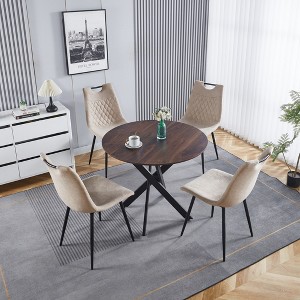 Cross Leg Modern Dining Table, with Round or Square Table Top, Pedestal Dining Table, End Table Leisure Coffee Table - 1 of 4