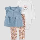 Carter's Just One You® Baby Girls' Quilted Cardigan Vest Top & Bottom Set - Blue
