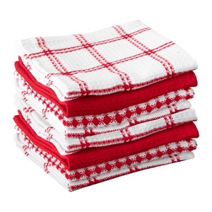 T-fal Coordinating Flat Waffle Weave Dish Cloth  Eight Pack  Red - 1 of 4