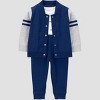 Carter's Just One You® Baby Boys' 3pc Varsity Hooded Zip-Up Sweatshirt with Bodysuit and Jogger Pants Set - Blue - 2 of 4