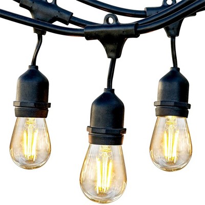 Brightech Ambience Pro Outdoor String Lights with Hanging Sockets & 7 LED Edison Bulbs for Outside, Backyard, Cafe, Patio, or Porch, 24 Foot, Black